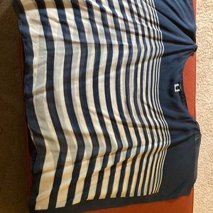 Sheer navy and cream striped poncho